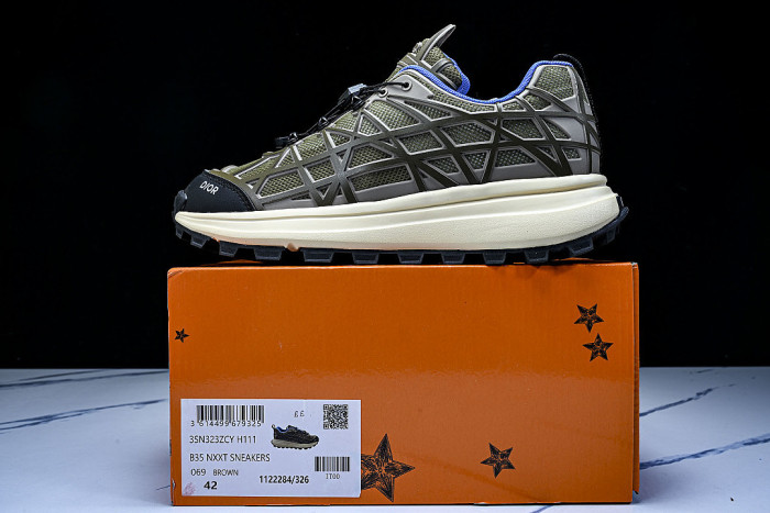 B31 MEN'S MESH FABRIC PATTERN SPORTS SHOES ARMY GREEN/BEIGE