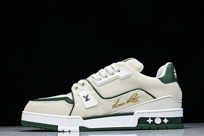 MEN'S SHOES TRAINER CASUAL SPORTS SHOES DARK GREEN/BEIGE