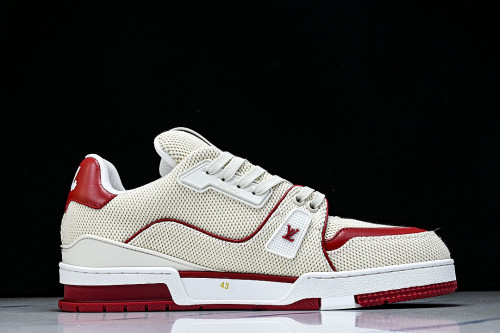 MEN'S SHOES TRAINER CASUAL SPORTS SHOES RED/BEIGE