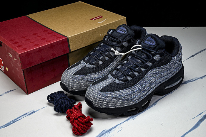 HM4743-400 AIR MAX 95 RETRO SHOCK ABSORBING AIR CUSHIONED RUNNING SHOES NAVY BLUE/BLUE