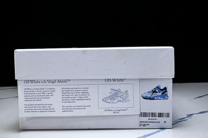 VIRGIL ABLOH MEN'S AND WOMEN'S CASUAL THREE ARROW SHAPED SPORTS SHOES SKY BLUE/WHITE