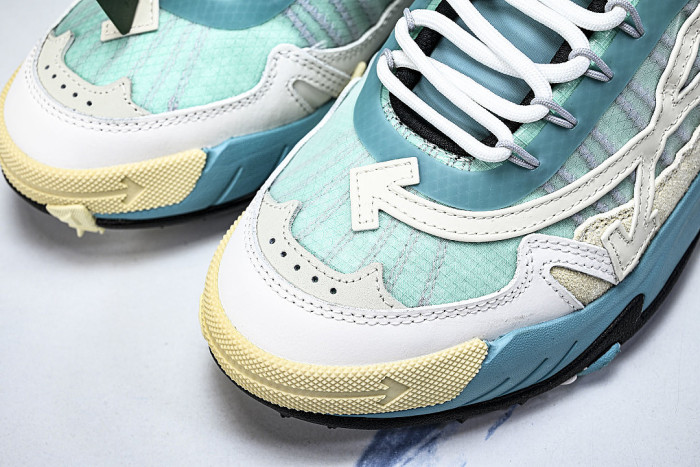 VIRGIL ABLOH MEN'S AND WOMEN'S CASUAL THREE ARROW SHAPED SPORTS SHOES SKY BLUE/WHITE