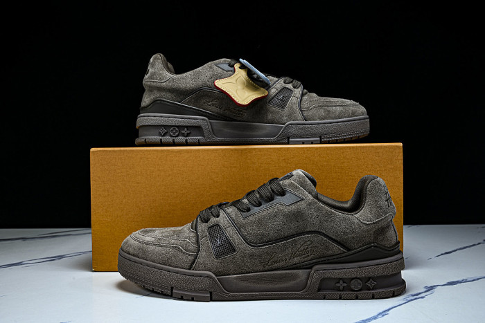 FASHIONABLE COWHIDE SPORTS SHOES BROWN/BROWN/BROWN