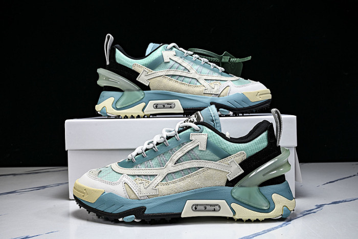 VIRGIL ABLOH MEN'S AND WOMEN'S CASUAL THREE ARROW SHAPED SPORTS SHOES SKY BLUE/WHITE