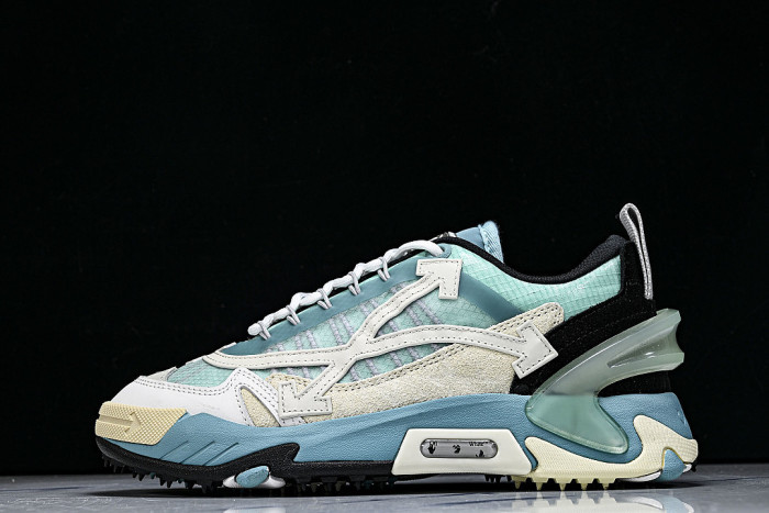 VIRGIL ABLOH MEN'S AND WOMEN'S CASUAL THREE ARROW SHAPED SPORTS SHOES SKY BLUE/WHITE
