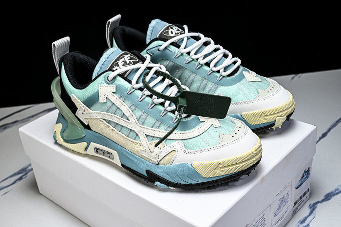 VIRGIL ABLOH MEN'S AND WOMEN'S CASUAL THREE ARROW SHAPED SPORTS SHOES SKY BLUE/WHITE