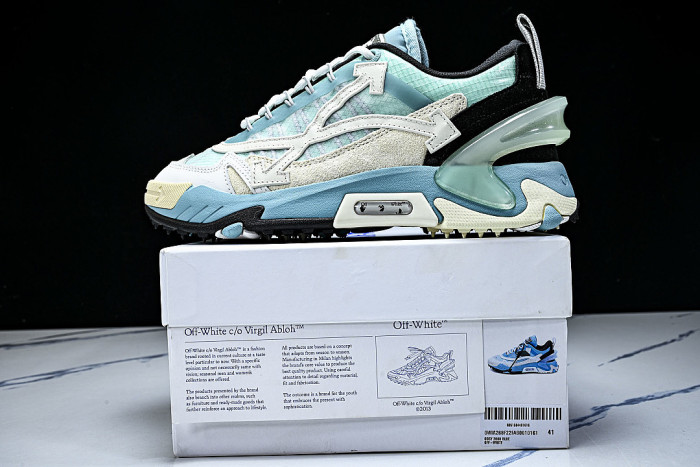 VIRGIL ABLOH MEN'S AND WOMEN'S CASUAL THREE ARROW SHAPED SPORTS SHOES SKY BLUE/WHITE