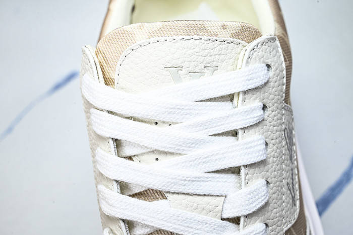 1ACQM6 BEVERLY HILLS LEATHER SPORTS SHOES BEIGE/WHITE