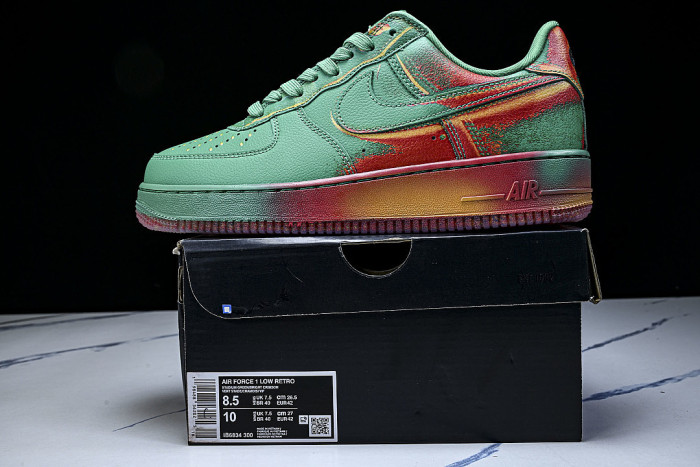IB6834-300 AIR FORCE 1 LOW 07 STADIUM GREEN/BRIGHT CRIMSON/LASER ORANGE