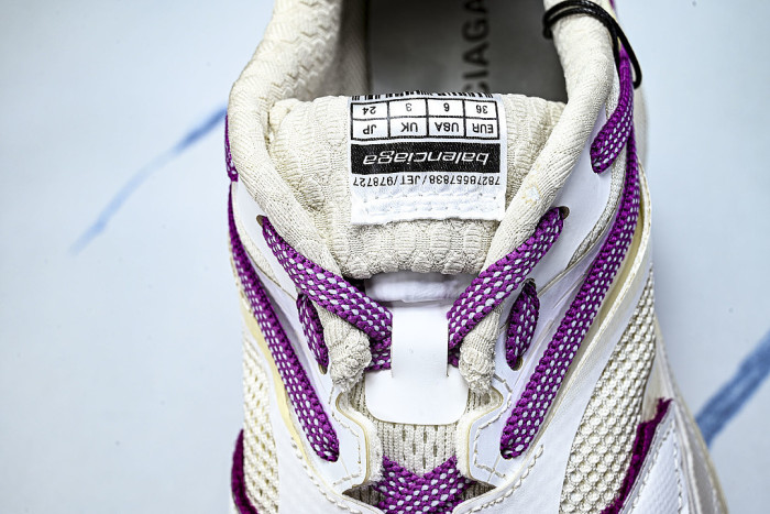 WMRTN9150 ROUND-TOE THICK-SOLED LOW-TOP DAD SHOES WHITE/PURPLE/BEIGE