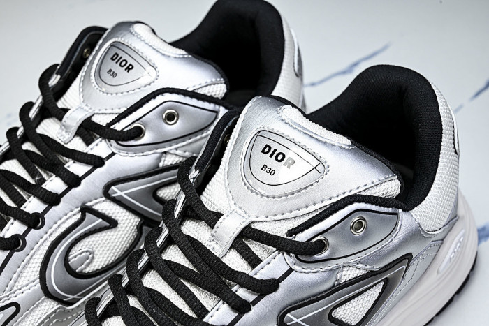 LOW-TOP THICK-SOLED SPORTS CASUAL SHOES SILVER/WHITE