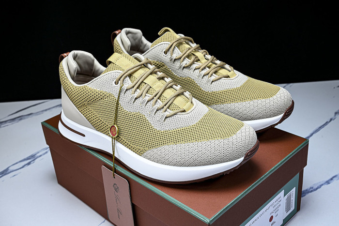 BREATHABLE COWHIDE KNITTED SPORTS SHOES GREEN/GREY