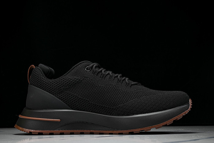 BREATHABLE COWHIDE KNITTED SPORTS SHOES BLACK/BLACK/BLACK