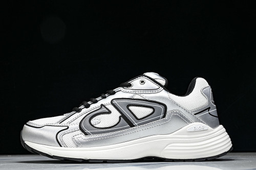 LOW-TOP THICK-SOLED SPORTS CASUAL SHOES SILVER/WHITE