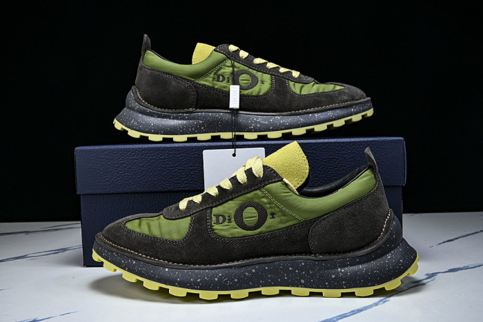 MEN'S SPORTY LACE UP COLOR BLOCKING CASUAL AND FASHIONABLE SINGLE SHOES GREEN/BLACK
