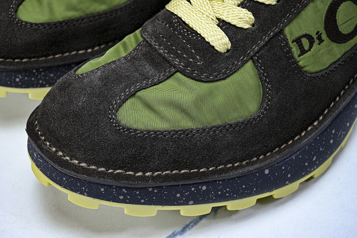 MEN'S SPORTY LACE UP COLOR BLOCKING CASUAL AND FASHIONABLE SINGLE SHOES GREEN/BLACK