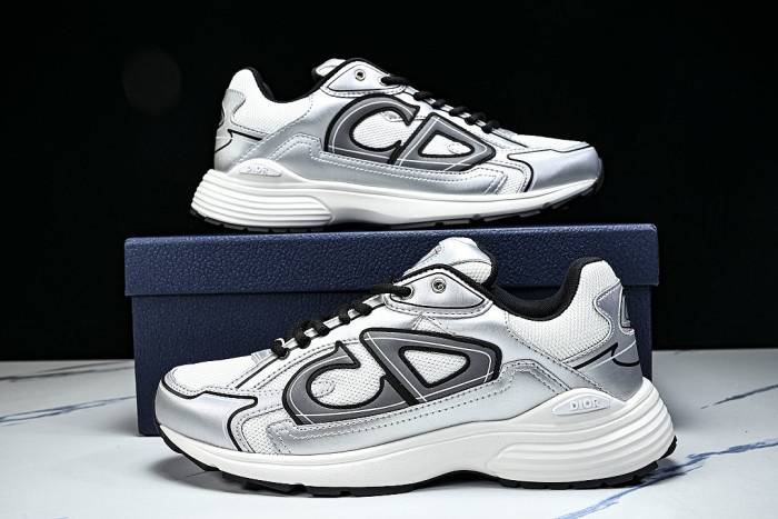 LOW-TOP THICK-SOLED SPORTS CASUAL SHOES SILVER/WHITE