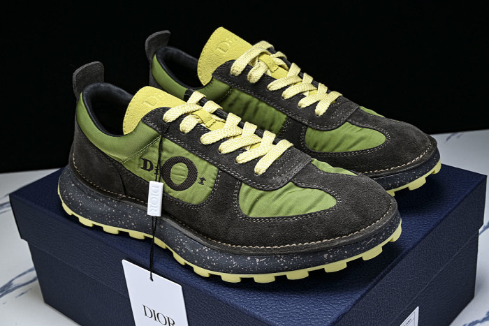 MEN'S SPORTY LACE UP COLOR BLOCKING CASUAL AND FASHIONABLE SINGLE SHOES GREEN/BLACK