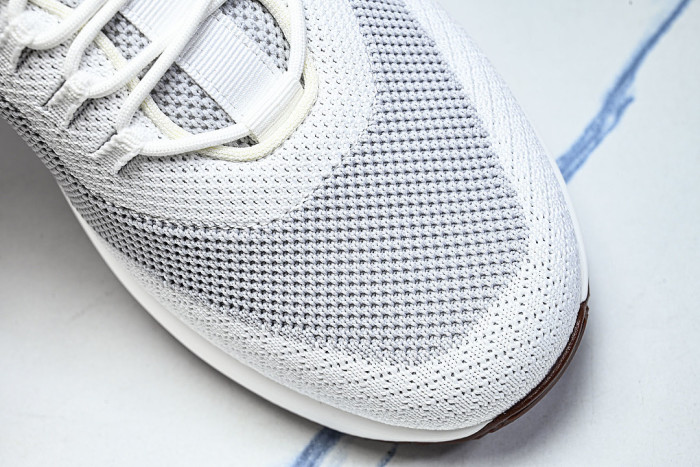 BREATHABLE COWHIDE KNITTED SPORTS SHOES WHITE/GREY