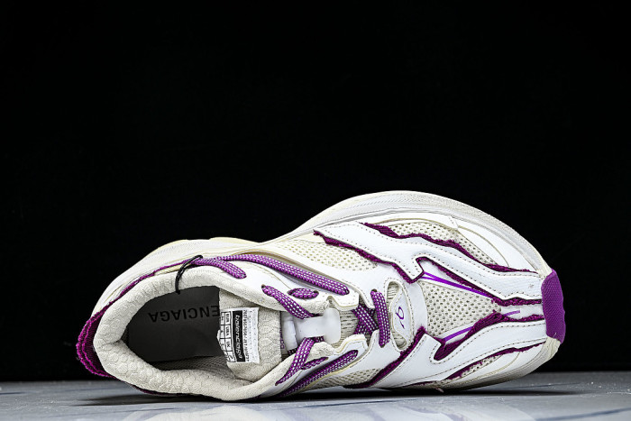 WMRTN9150 ROUND-TOE THICK-SOLED LOW-TOP DAD SHOES WHITE/PURPLE/BEIGE