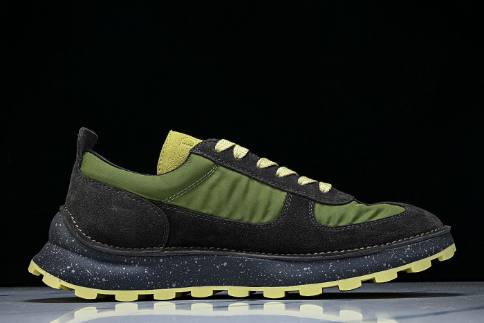 MEN'S SPORTY LACE UP COLOR BLOCKING CASUAL AND FASHIONABLE SINGLE SHOES GREEN/BLACK