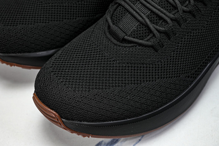 BREATHABLE COWHIDE KNITTED SPORTS SHOES BLACK/BLACK/BLACK