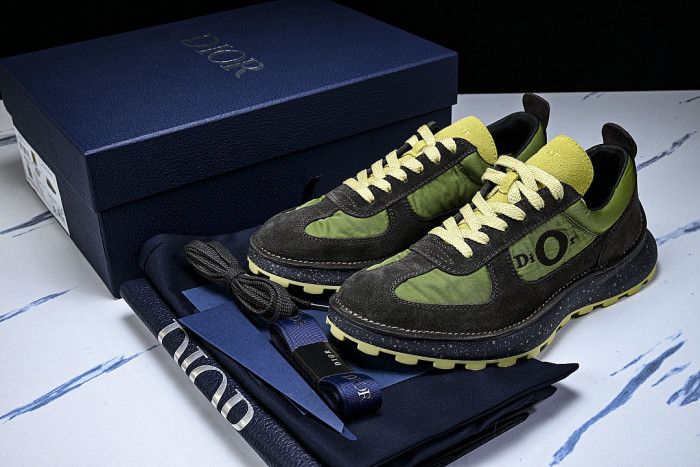 MEN'S SPORTY LACE UP COLOR BLOCKING CASUAL AND FASHIONABLE SINGLE SHOES GREEN/BLACK
