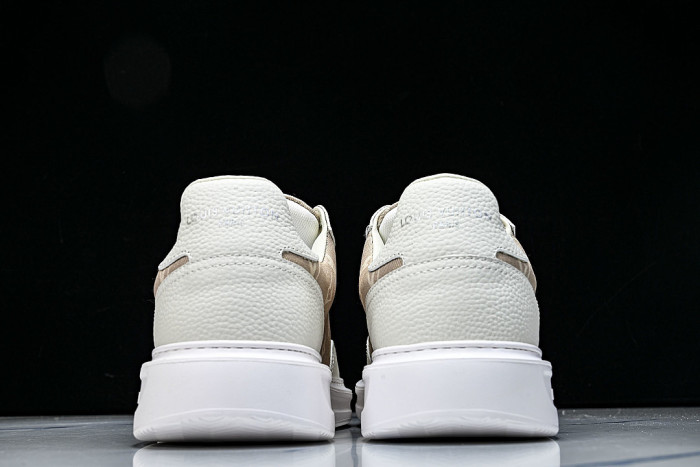 1ACQM6 BEVERLY HILLS LEATHER SPORTS SHOES BEIGE/WHITE