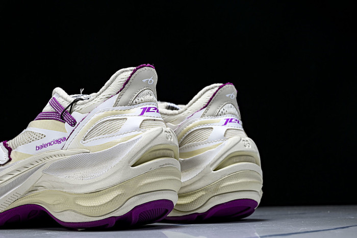 WMRTN9150 ROUND-TOE THICK-SOLED LOW-TOP DAD SHOES WHITE/PURPLE/BEIGE