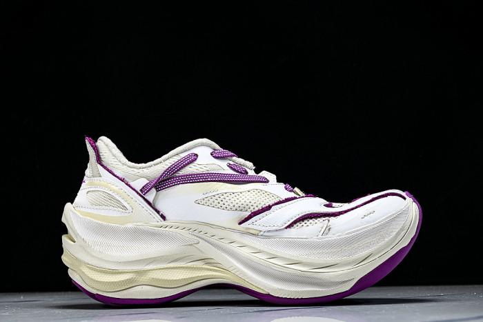 WMRTN9150 ROUND-TOE THICK-SOLED LOW-TOP DAD SHOES WHITE/PURPLE/BEIGE