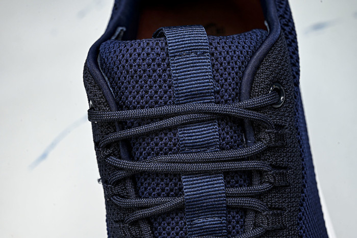 BREATHABLE COWHIDE KNITTED SPORTS SHOES NAVY BLUE/WHITE