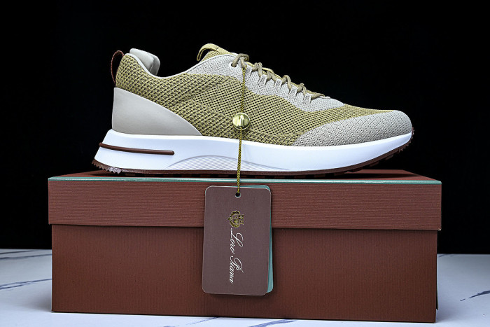 BREATHABLE COWHIDE KNITTED SPORTS SHOES GREEN/GREY