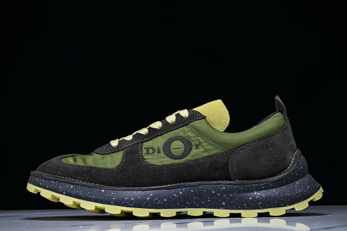 MEN'S SPORTY LACE UP COLOR BLOCKING CASUAL AND FASHIONABLE SINGLE SHOES GREEN/BLACK
