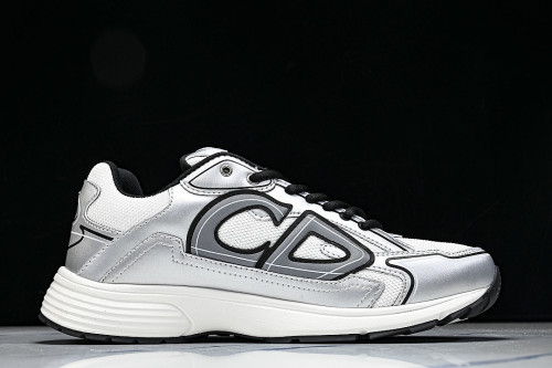 LOW-TOP THICK-SOLED SPORTS CASUAL SHOES SILVER/WHITE