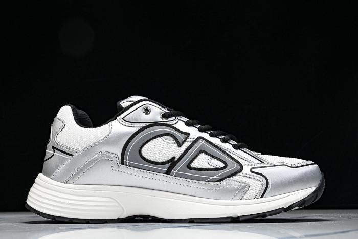 LOW-TOP THICK-SOLED SPORTS CASUAL SHOES SILVER/WHITE