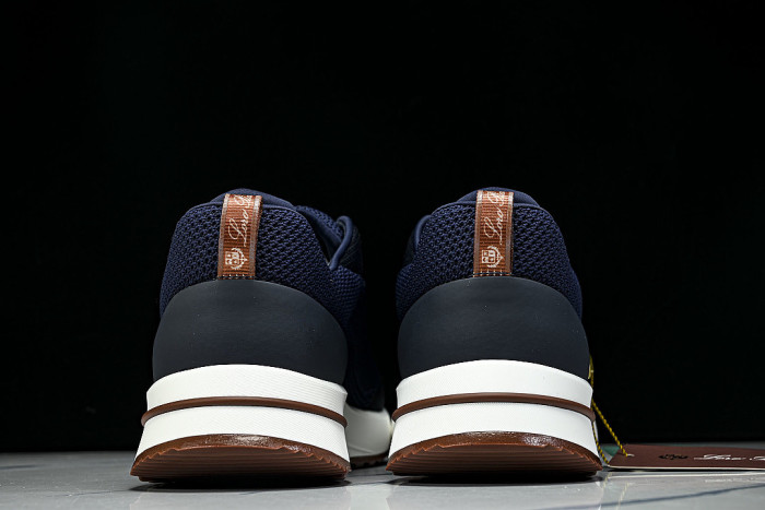 BREATHABLE COWHIDE KNITTED SPORTS SHOES NAVY BLUE/WHITE