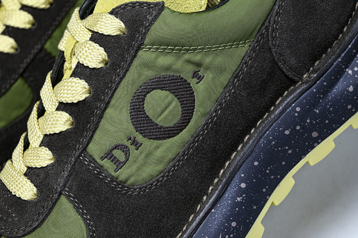 MEN'S SPORTY LACE UP COLOR BLOCKING CASUAL AND FASHIONABLE SINGLE SHOES GREEN/BLACK