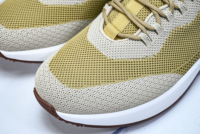 BREATHABLE COWHIDE KNITTED SPORTS SHOES GREEN/GREY