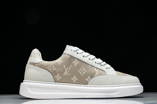 1ACQM6 BEVERLY HILLS LEATHER SPORTS SHOES BEIGE/WHITE