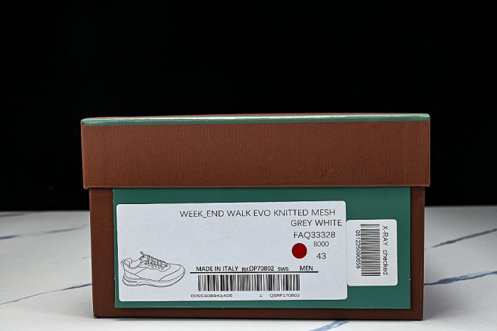 BREATHABLE COWHIDE KNITTED SPORTS SHOES WHITE/GREY