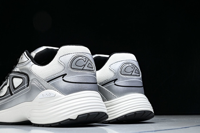 LOW-TOP THICK-SOLED SPORTS CASUAL SHOES SILVER/WHITE