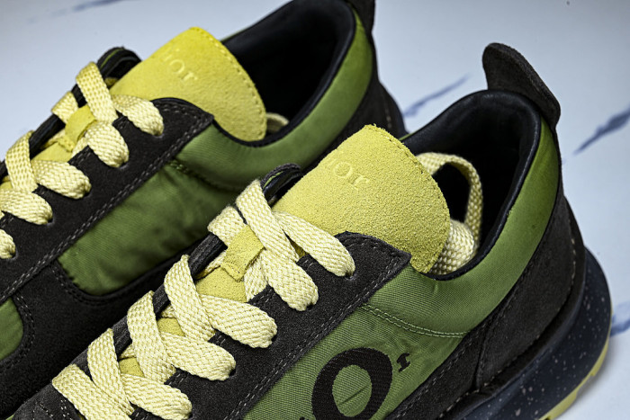 MEN'S SPORTY LACE UP COLOR BLOCKING CASUAL AND FASHIONABLE SINGLE SHOES GREEN/BLACK