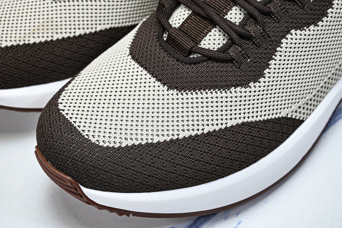 BREATHABLE COWHIDE KNITTED SPORTS SHOES BEIGE/BROWN