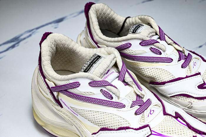 WMRTN9150 ROUND-TOE THICK-SOLED LOW-TOP DAD SHOES WHITE/PURPLE/BEIGE
