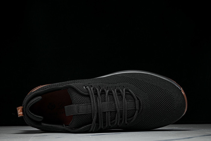 BREATHABLE COWHIDE KNITTED SPORTS SHOES BLACK/BLACK/BLACK