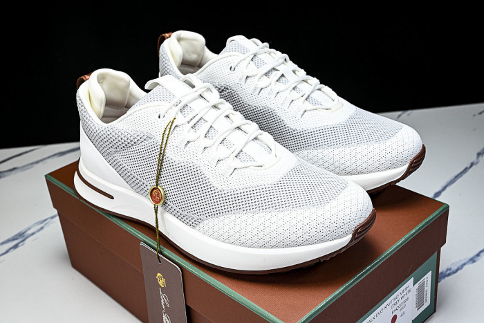 BREATHABLE COWHIDE KNITTED SPORTS SHOES WHITE/GREY