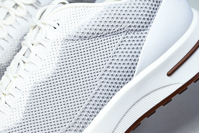 BREATHABLE COWHIDE KNITTED SPORTS SHOES WHITE/GREY