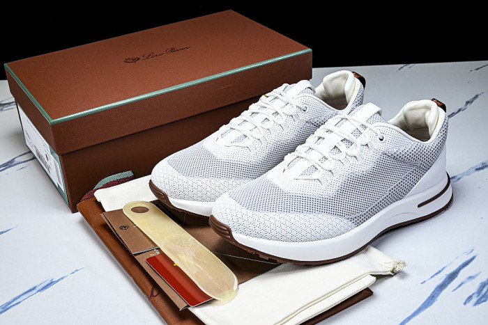 BREATHABLE COWHIDE KNITTED SPORTS SHOES WHITE/GREY