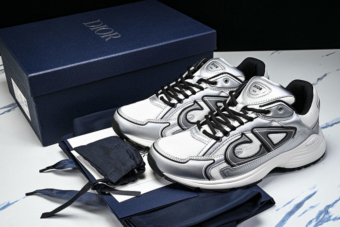 LOW-TOP THICK-SOLED SPORTS CASUAL SHOES SILVER/WHITE