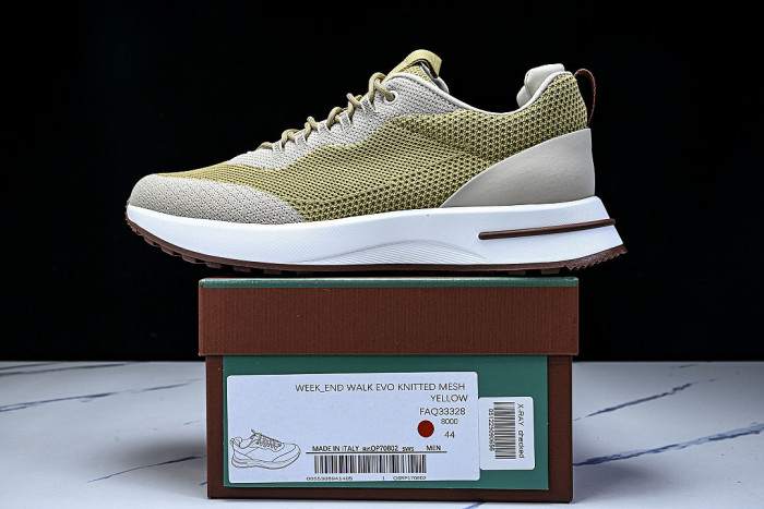 BREATHABLE COWHIDE KNITTED SPORTS SHOES GREEN/GREY